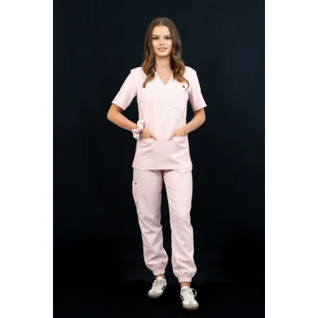 Spodnie medyczne SCRUBS MEDI TEDDY - LLEVANTI POWDER ROSE